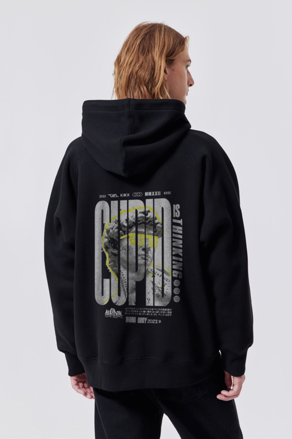 Men's Premium Black Cupid Print Hoodie