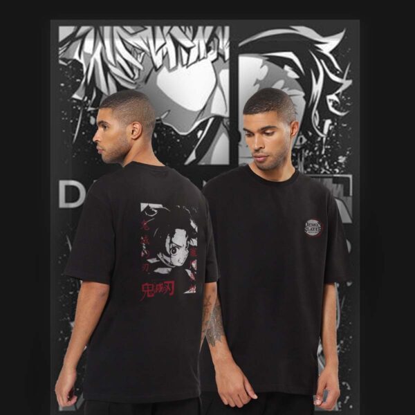 Bazzaro Men Oversized T-shirt With Demon Slayer Anime Design