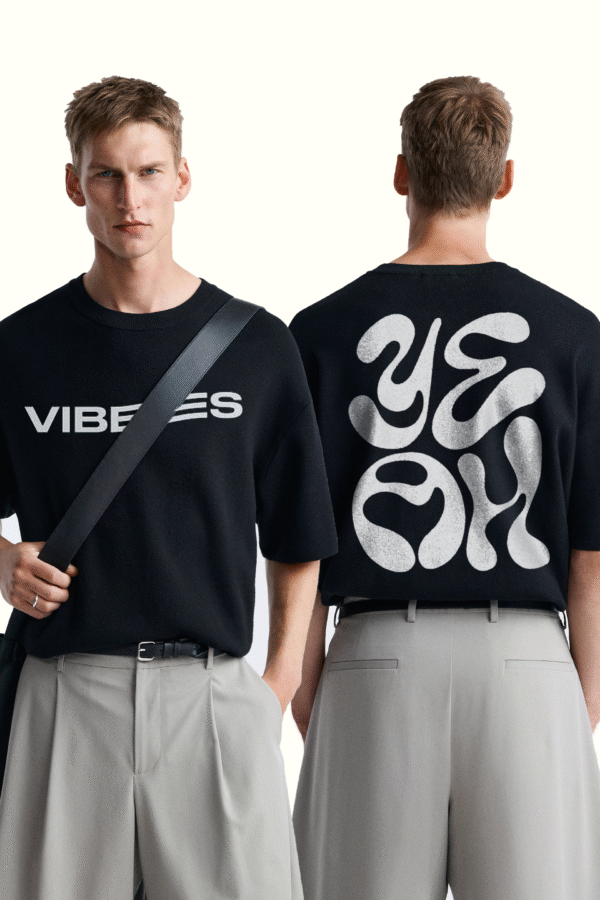 Bazzaro Men Oversized T-shirt With Vibes Only Design