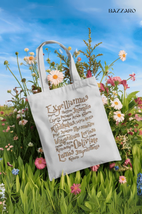 Harry Potter All Spells Tote Bag Bazzaro Bazzaro Harry Potter All Spells Tote Bag – Cotton Blend, Reusable & Stylish