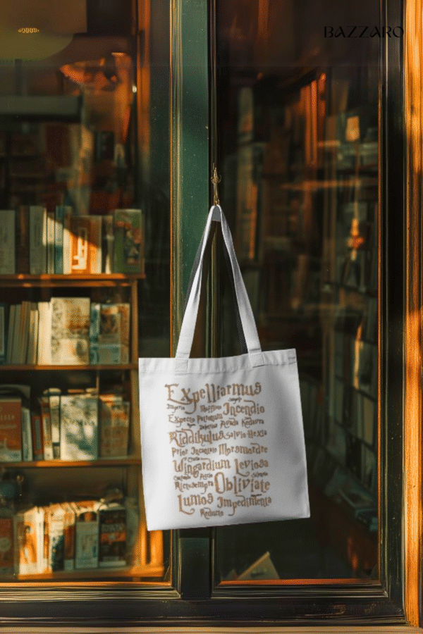 Harry Potter All Spells Tote Bag Bazzaro Bazzaro Harry Potter All Spells Tote Bag – Cotton Blend, Reusable & Stylish