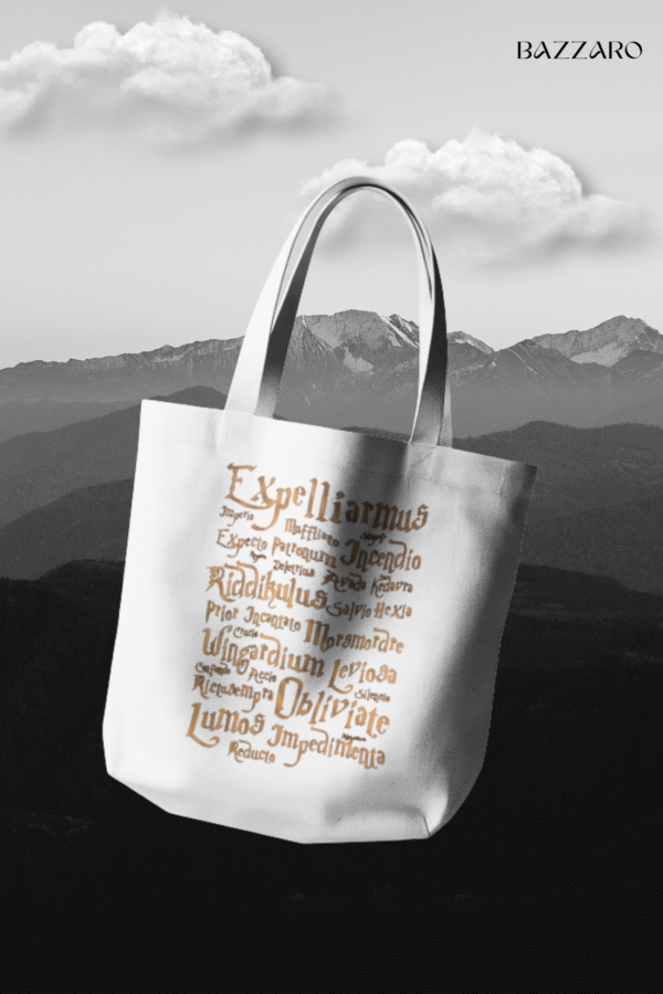 Harry Potter All Spells Tote Bag Bazzaro Bazzaro Harry Potter All Spells Tote Bag – Cotton Blend, Reusable & Stylish