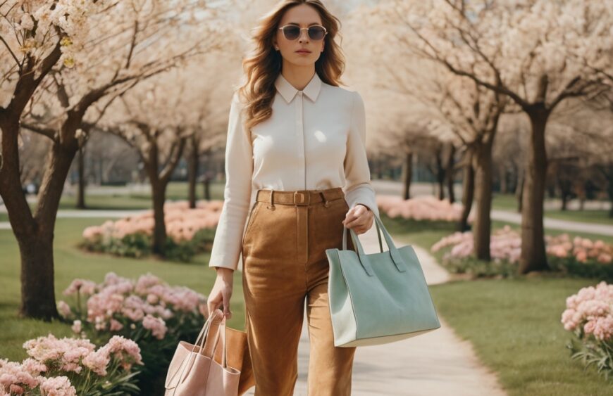 Leonardo Vision XL A Stylish Woman Walking In A Blooming Sprin 0